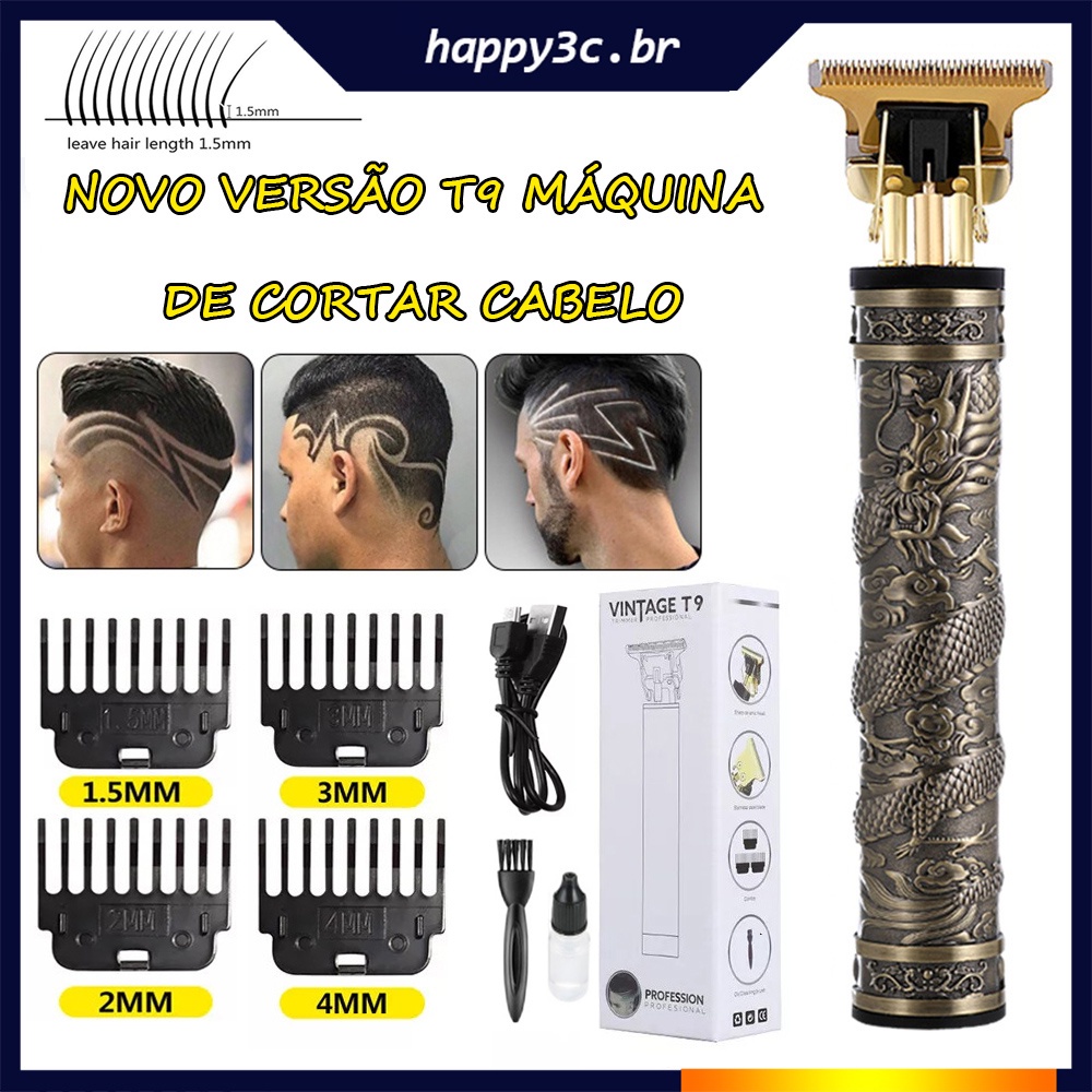 T9 máquina de cortar cabelo profissional máquina de cortar cabelo barbeador elétrico máquina de cortar cabelo 0mm máquina de cortar cabelo usb recarregável trimmer para homem