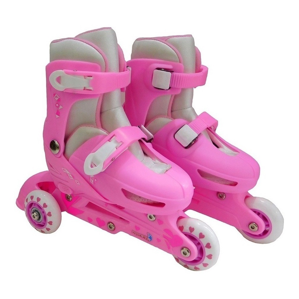Roller Patins Infantil Classico Triline 3 Rodas Rosa Tamanho 31 ao 34