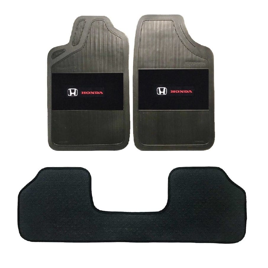 Tapete Automotivo Borracha Pvc Carro Modelo Universal Traseiro Inteiriço Médio Jogo 3 Peças Preto