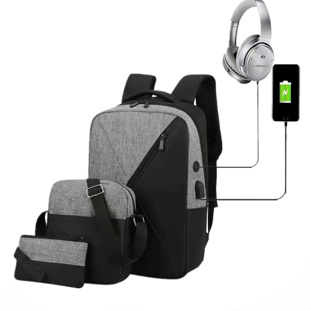 Kit Mochila Escolar Juvenil Viagem Trabalho Notebook 3 Peças