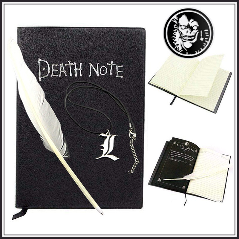 Pronta Entrega Conjunto De Livro De Couro Com Pena/Desenho De Anime/Death Note Para Cosplay/Notebook/Diário