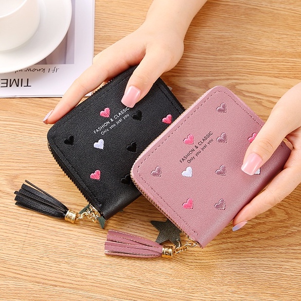 Carteira Feminina coração de amor /Bolsa Porta-Cartões/Bolsa De Mão/Porta-Cartões em Oferta na Shopee