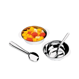 Conjunto de Sobremesa Taça e Colher em Aço Inox 4 peças