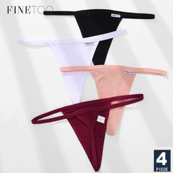 FINETOO 4pçs/Conjunto Calcinha Fio Dental De Cintura Baixa Sexy Para Mulheres