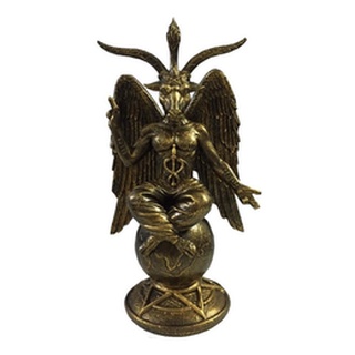 Estatua Estatueta Baphomet Resina 25cm Rock Wicca Dourado