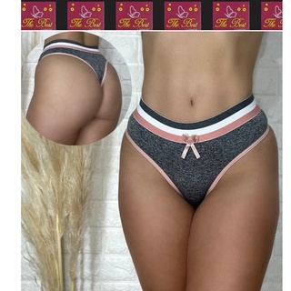 Kit 4 ou 6 Calcinhas fio dental tanga lingerie mescla conforto com elástico largo no cós e algodão ref 84