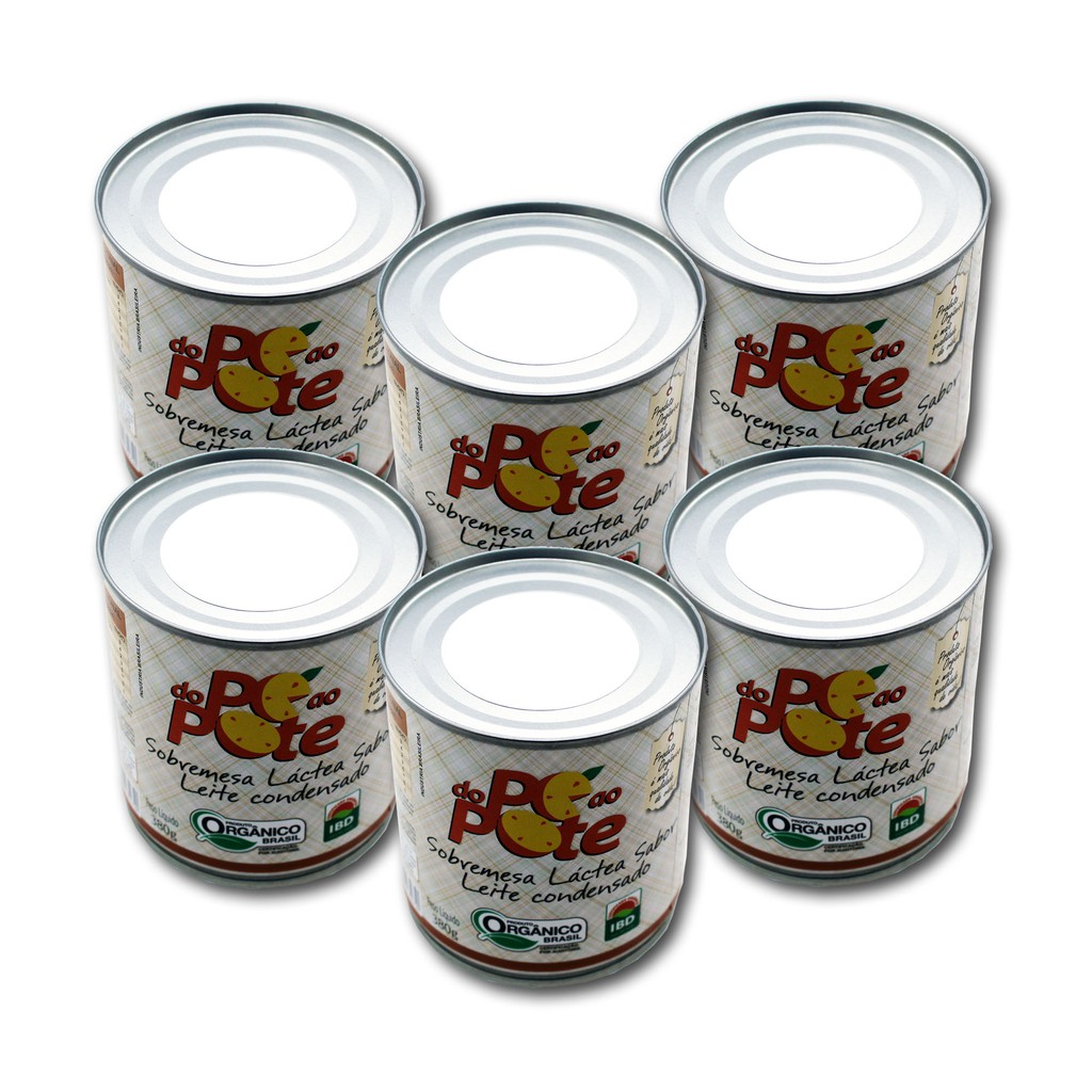 Leite Condensado Orgânico com Açúcar Lata 380g Sem Glúten Do Pé ao Pote Kit com 6 Latas