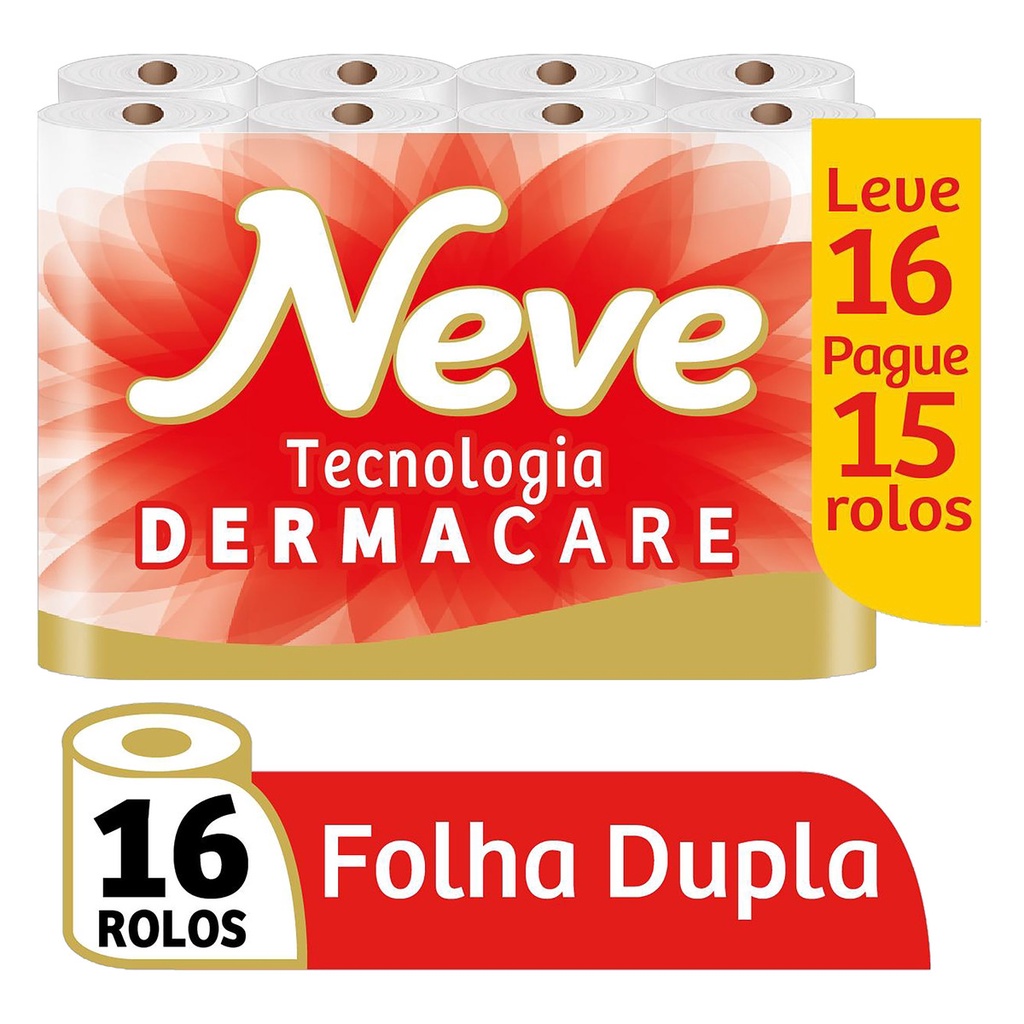 Papel Higiênico Neve Folha Dupla Com 16 Rolos Cada Rolo Contém 30m Toque de Seda