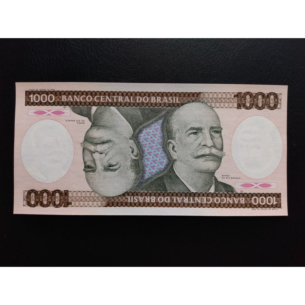 Cédula de 1000 cruzeiros, Barão do Rio Branco, FE, excelente estado de conservação, catálogo C.164, ano 1985