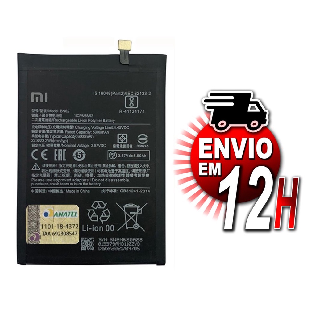 Bateira BN62 Xiaomi Note 9 4G / Redmi 9T + Garantia - Desconto no Preço