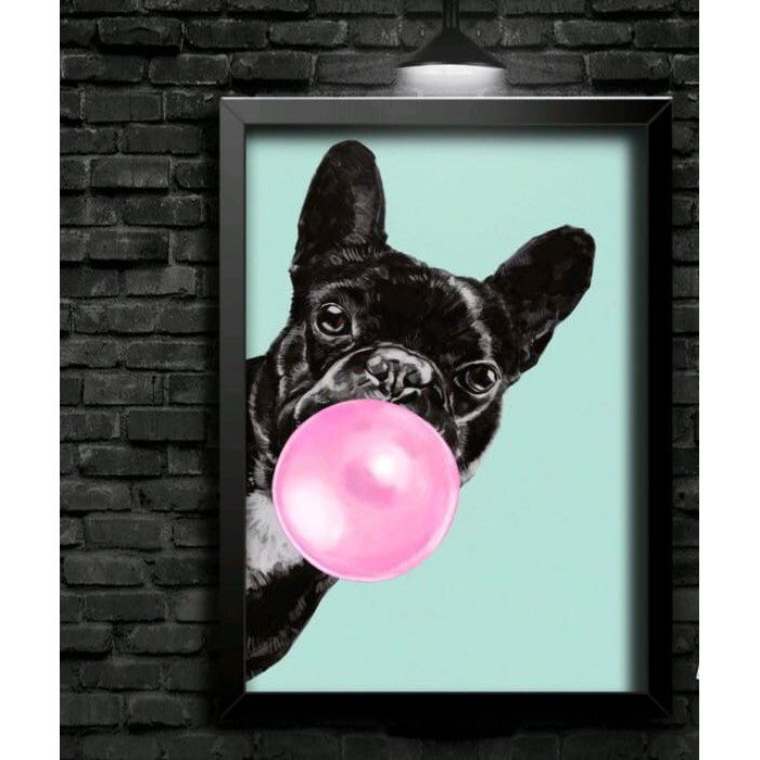 Quadros Decorativos - Buldog Preto Com Bola De Chiclete - Cachorro - Animais - Petshop – Veterinário
