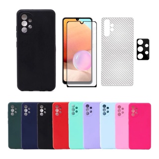 Capa Anti Impacto Veludo + Película de Vidro + Câmera + Carbono Samsung Galaxy A32 4G