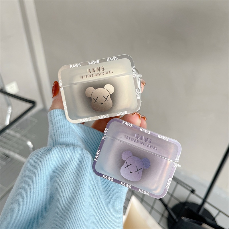 Moda Marrom Roxo B E A R I C K AirPods Gen 3 Estojo Para Apple 1 2 Pro IPhone TWS Bluetooth Earbuds Acessórios