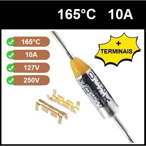3 Fusível Térmico 10A TF165°C 165C 165g 165°C 165 Graus 250V