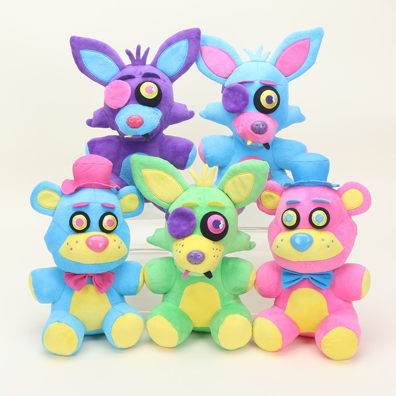 Boneco De Pelúcia Neon Freddy Blacklight 15-25cm  Five Nights At Freddy Blacklight Freddy Neon Bear Neon Foxy FNAF Plush Doll Stuffed Toy Gift