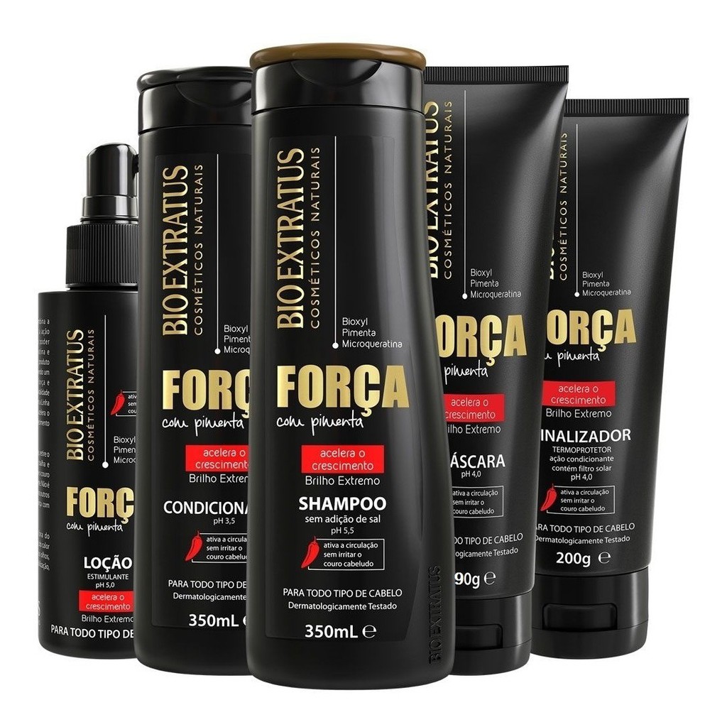 Kit Bio Extratus Força Com Pimenta Crescimento Rápido 5 Produtos
