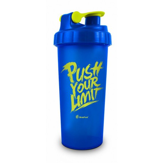 Coqueteleira 600 ml Push Your Limit Squeeze Garrafa Plástica Azul Com Verde Academia Fitness Maromba - BrasFoot