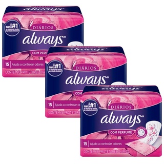 Kit Protetores Diários Always Com Perfume 15 Unidades - 3 Unidades