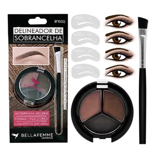 Kit Delineador Sombra Sobrancelha Pincel Moldes
