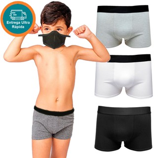 Cueca box Infantil Básica Lisa 100% algodão confortavel Mazakids Masculino Juvenil