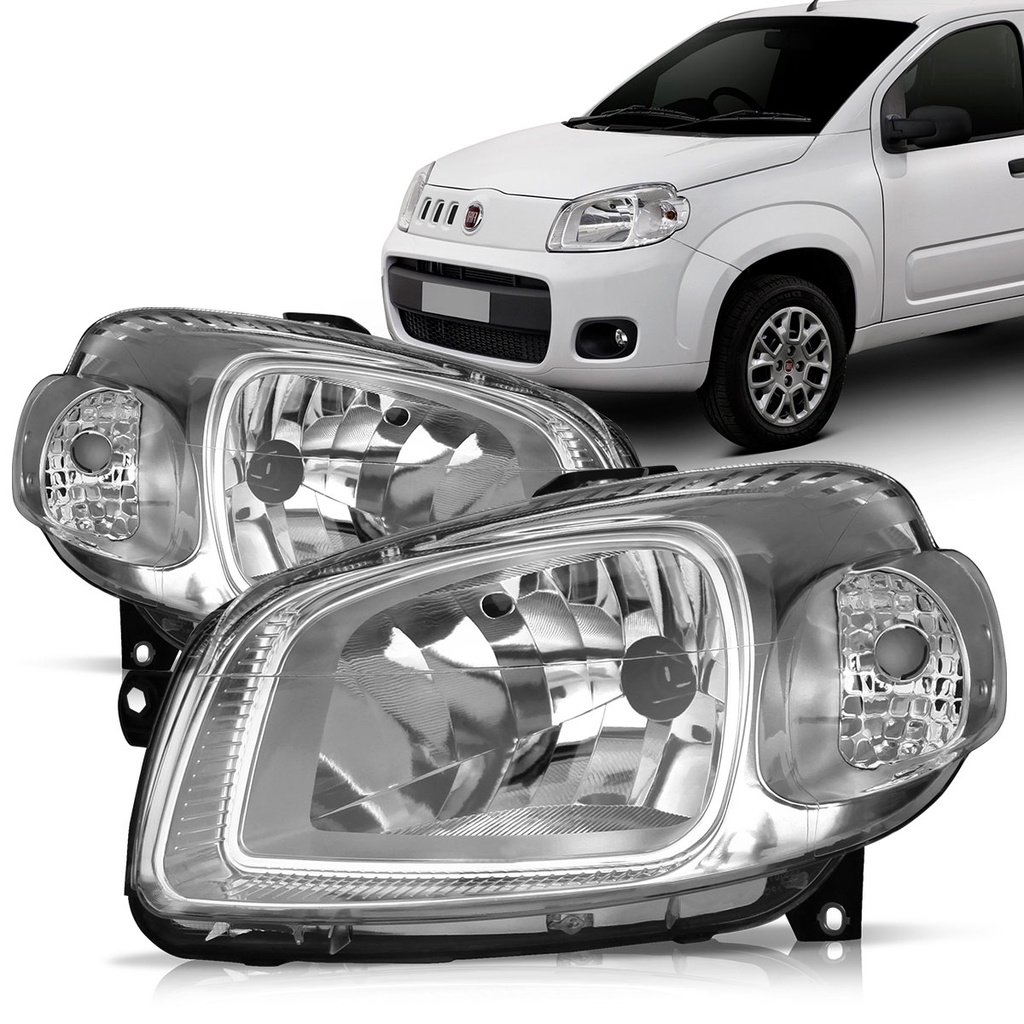 Farol Novo Uno Fiorino 2010 2011 2012 2013 2014 2015 2016 2017 Cromado em Oferta na Shopee