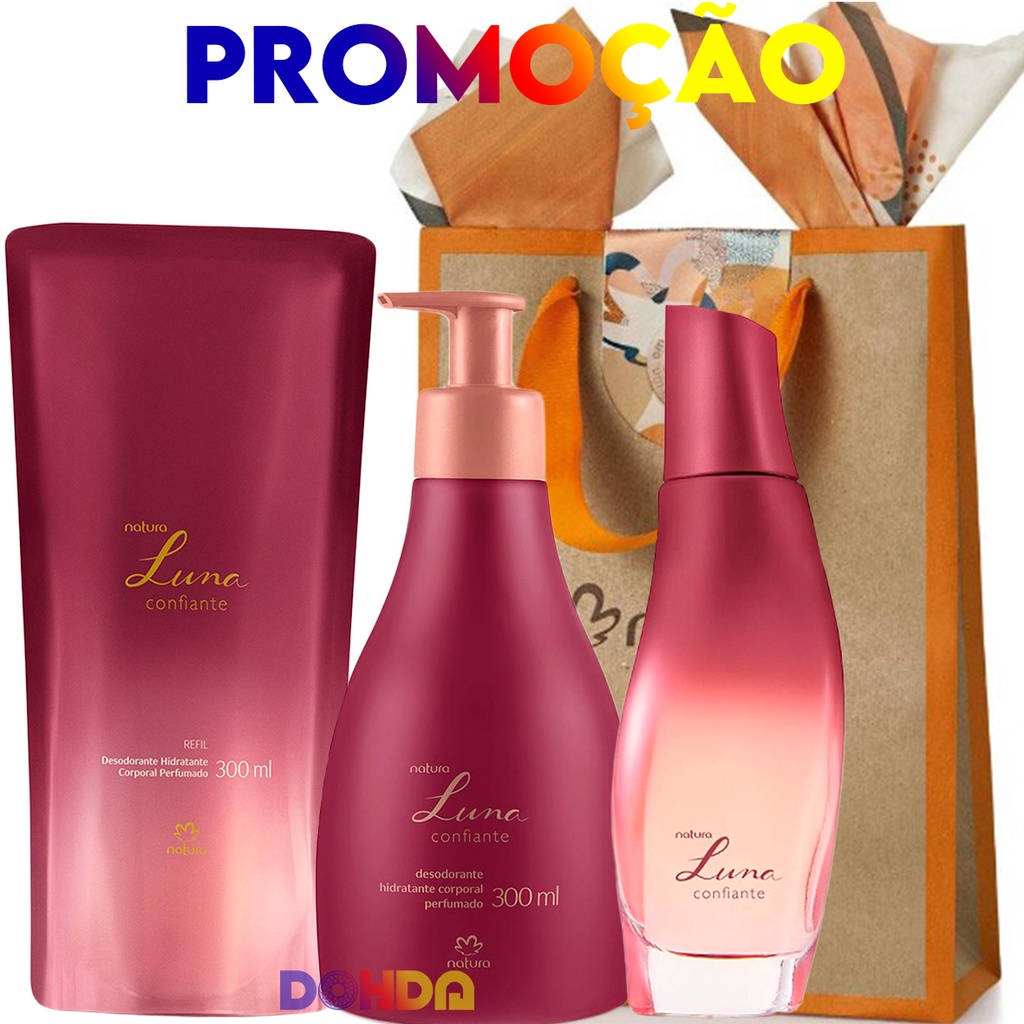 Kit Presente Perfume Feminino Luna Confiante Ml Hidratante Corporal Ml Refil Hidratante