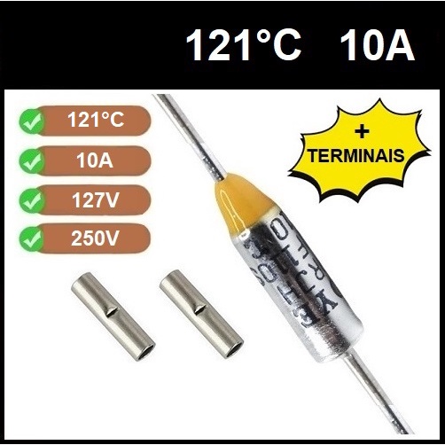 2 Fusível Termico 10A 121 Graus TF121°C 121° 121g 121C