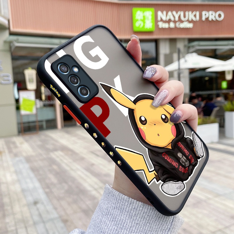 Para Samsung galaxy M52 5G Caso Maré Pikachu Padrão Fino Lado Borda Projeto Fosco Casos De Telefone Difícil Silicone Case Camera Proteja Softcase Menino