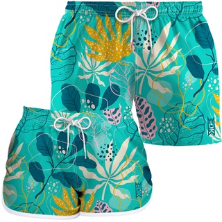Short Casal Estampado Praia Verão Bermuda Colorida Kit Casal REF 113