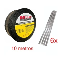 Fita Manta Termica Termotape Preta 10 Metros Para Escapamento Carro e Moto + 6 Zip Tie