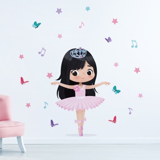 Adesivo de Parede Bailarina Cabelo Preto Longo para Quarto de Menina em Oferta na Shopee