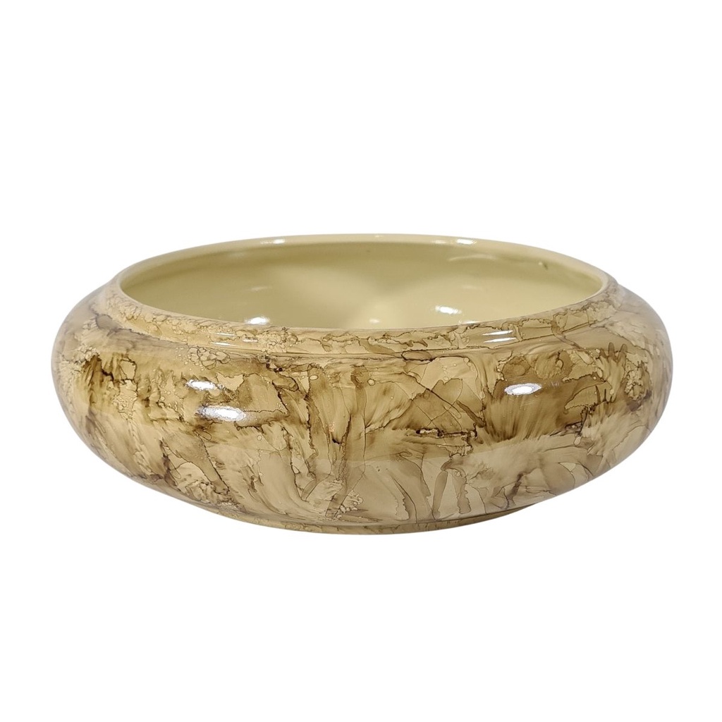 Vaso Redondo Baixo 25x8cm Para Bonsai Suculentas Cactos Rosa Do Deserto