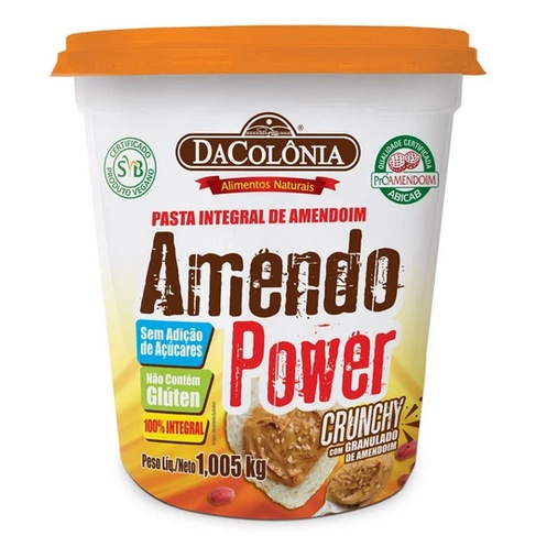 Pasta de Amendoim Crunchy com Granulado de Amendoim 1,005kg - Amendo Power Crunchy Exclusivo DaColônia