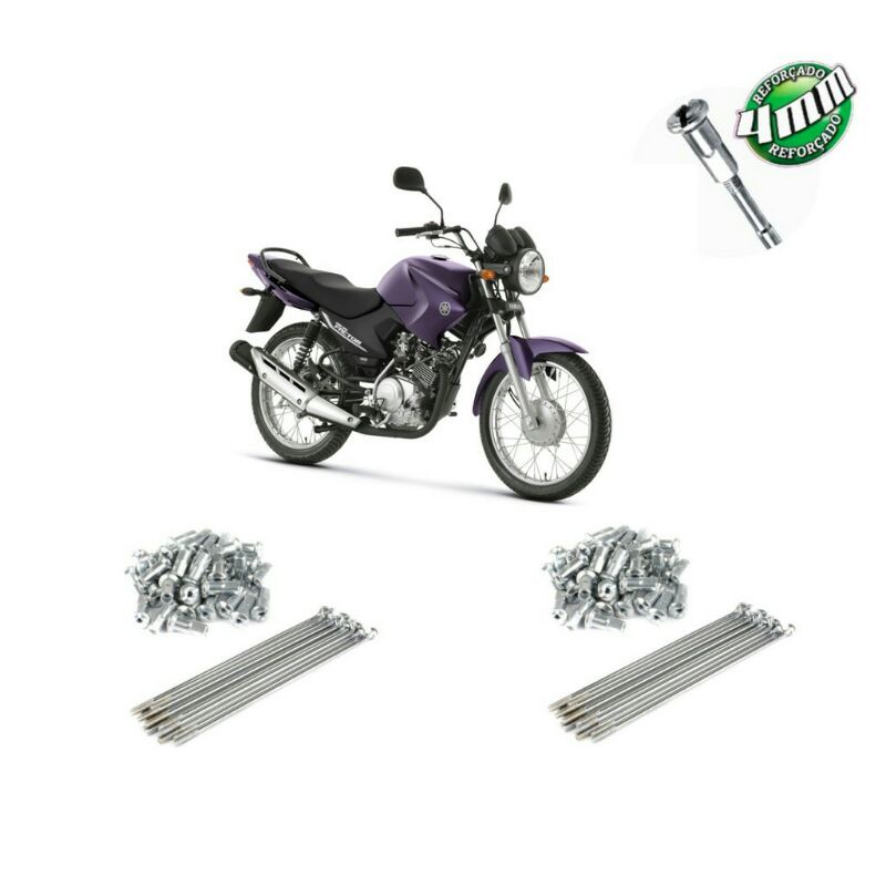 Jogo De Raios Dianteiro Traseiro Ybr Factor 125 150 Tambor Modelo Original Cromados 4mm em Oferta na Shopee