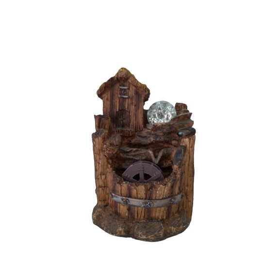 Fonte De Água Casinha da Roda D'água Com Bola Giratória, Luz Meditação Yoga