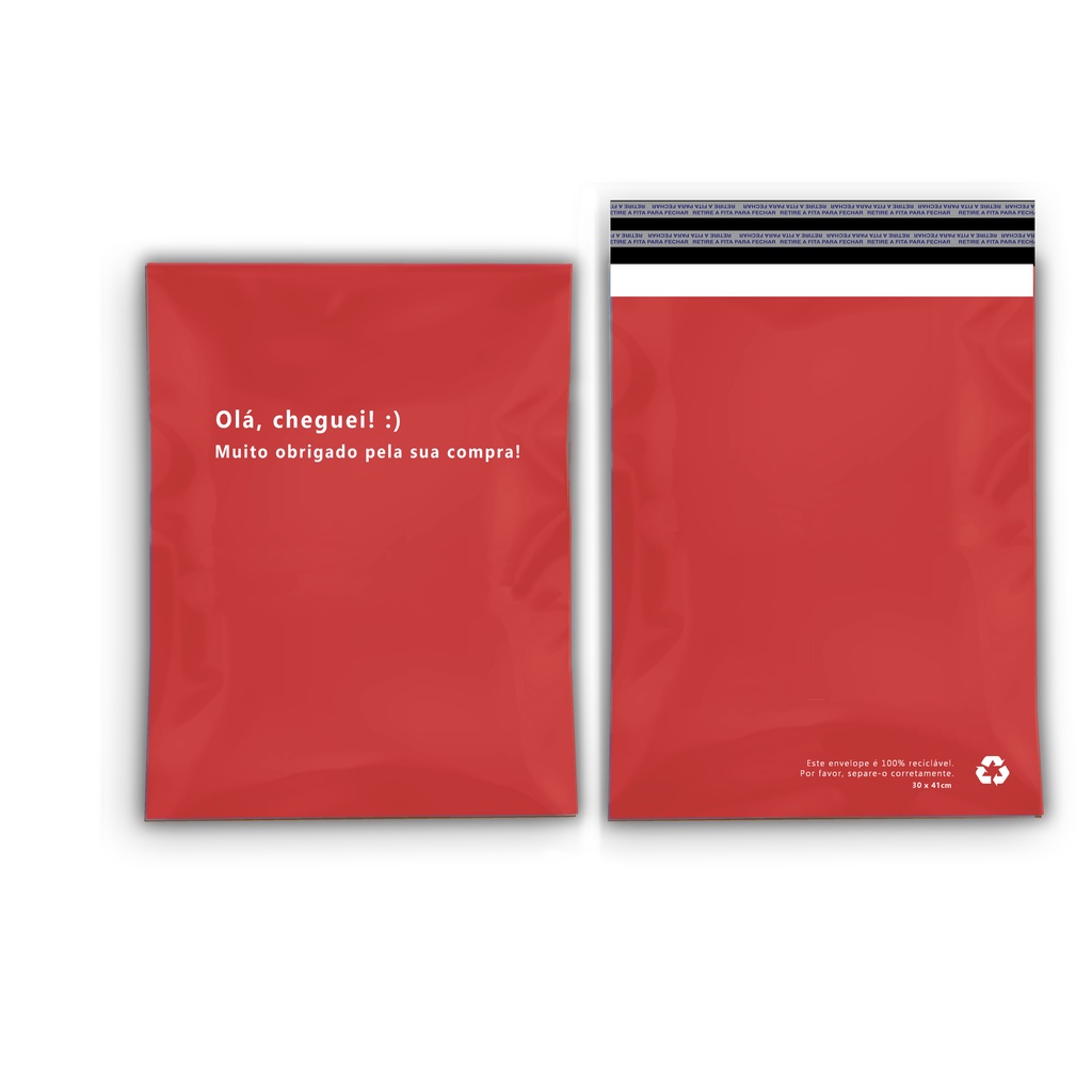 Kit 50 Envelope Segurança Olá Cheguei Vermelho 30x41cm