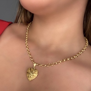 Corrente feminina elo português 5 mm banhado a OURO 18 milésimos + pingente