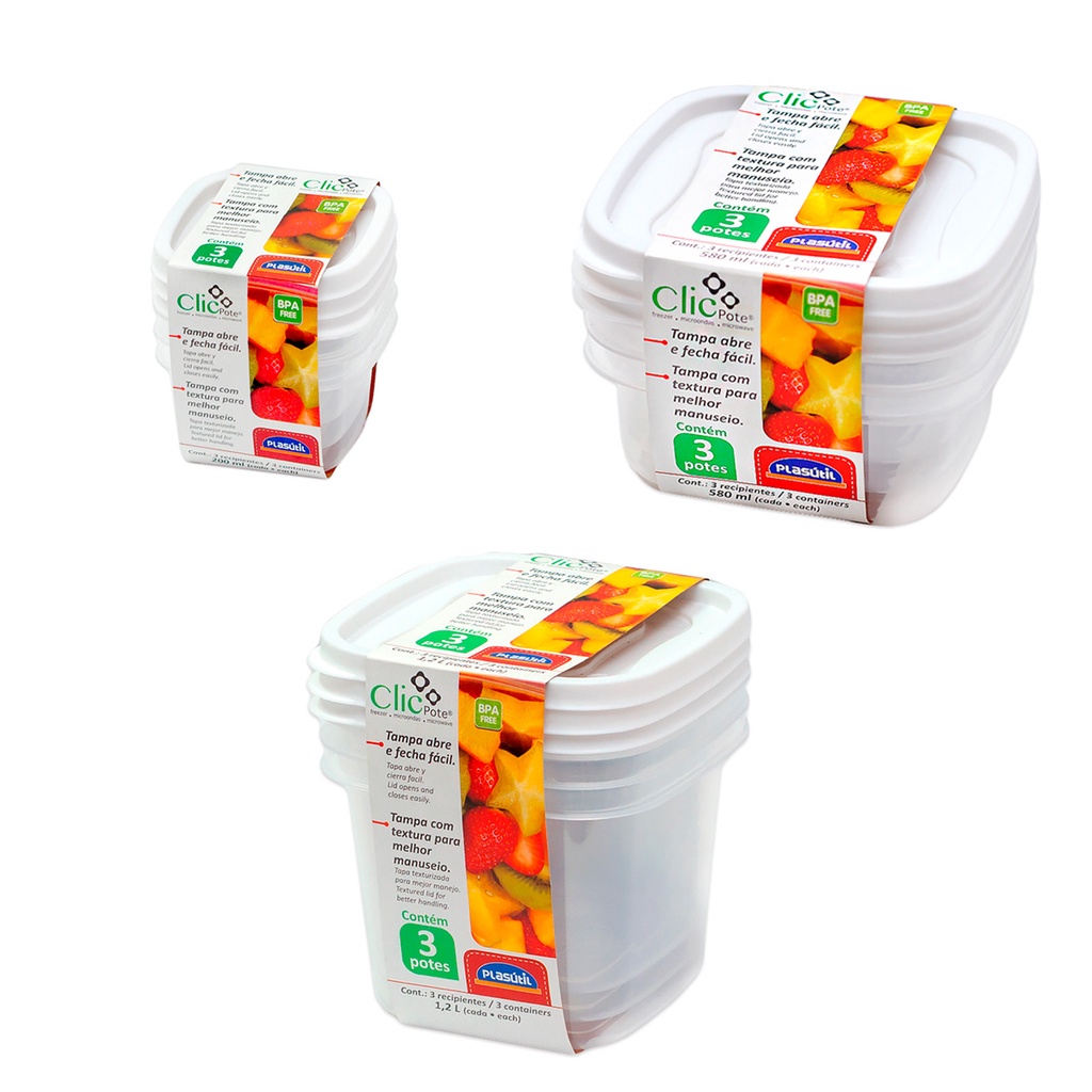 9 potes porta mantimentos de plástico com tampa vasilha marmita tapoer tapuer tapware tapawer tupperware branco plasútil