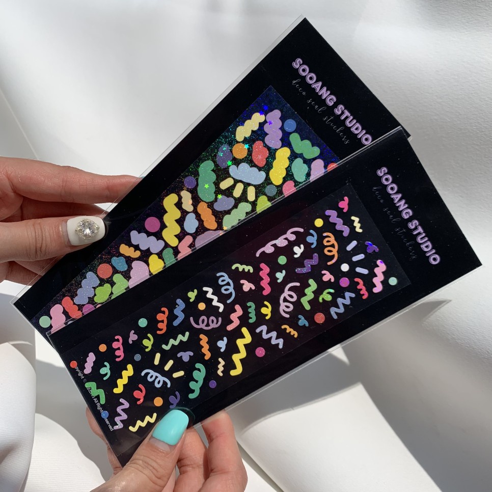 SOOANG STUDIO] Party fetti/Holographic Korean stickers | Shopee Brasil