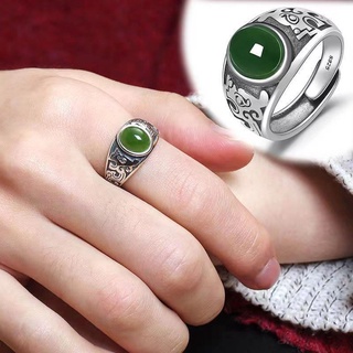 Anel Masculino De Dedo De Jade Com Tamanho Grande Ajustável