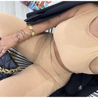 conjunto novo calça e cropped regata canelado blogueira instagram
