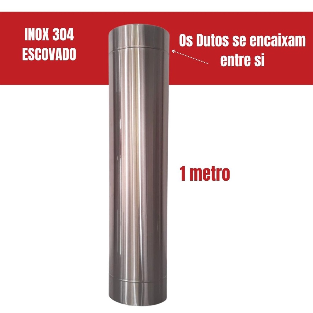 Duto 9" Polegadas Inox 304 Chaminé Lareiras, Churrasqueiras