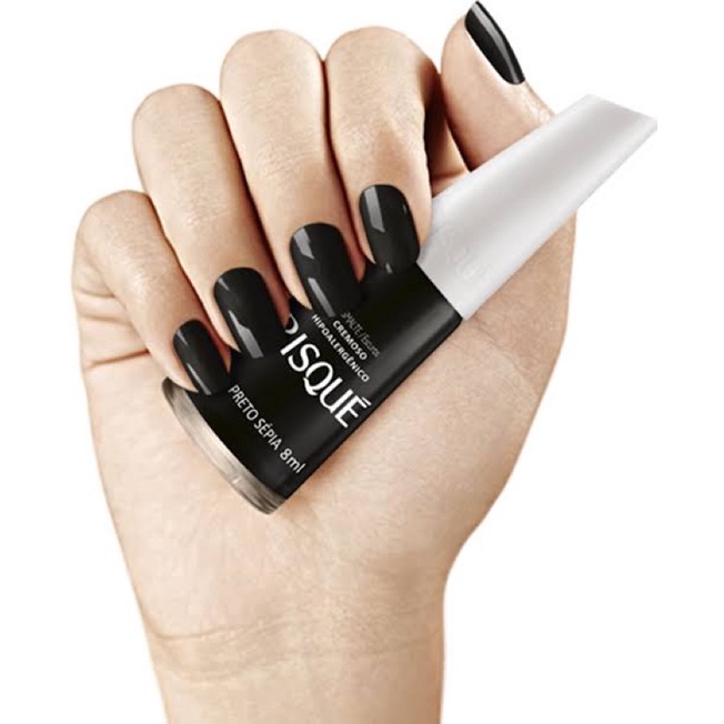 Esmalte Cremoso Risqué Preto Sépia Hipoalergênico - 8ml em Oferta na Shopee