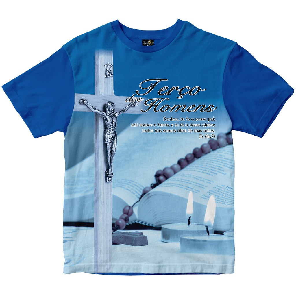 Camiseta Terço dos Homens Rainha do Brasil Azul Royal