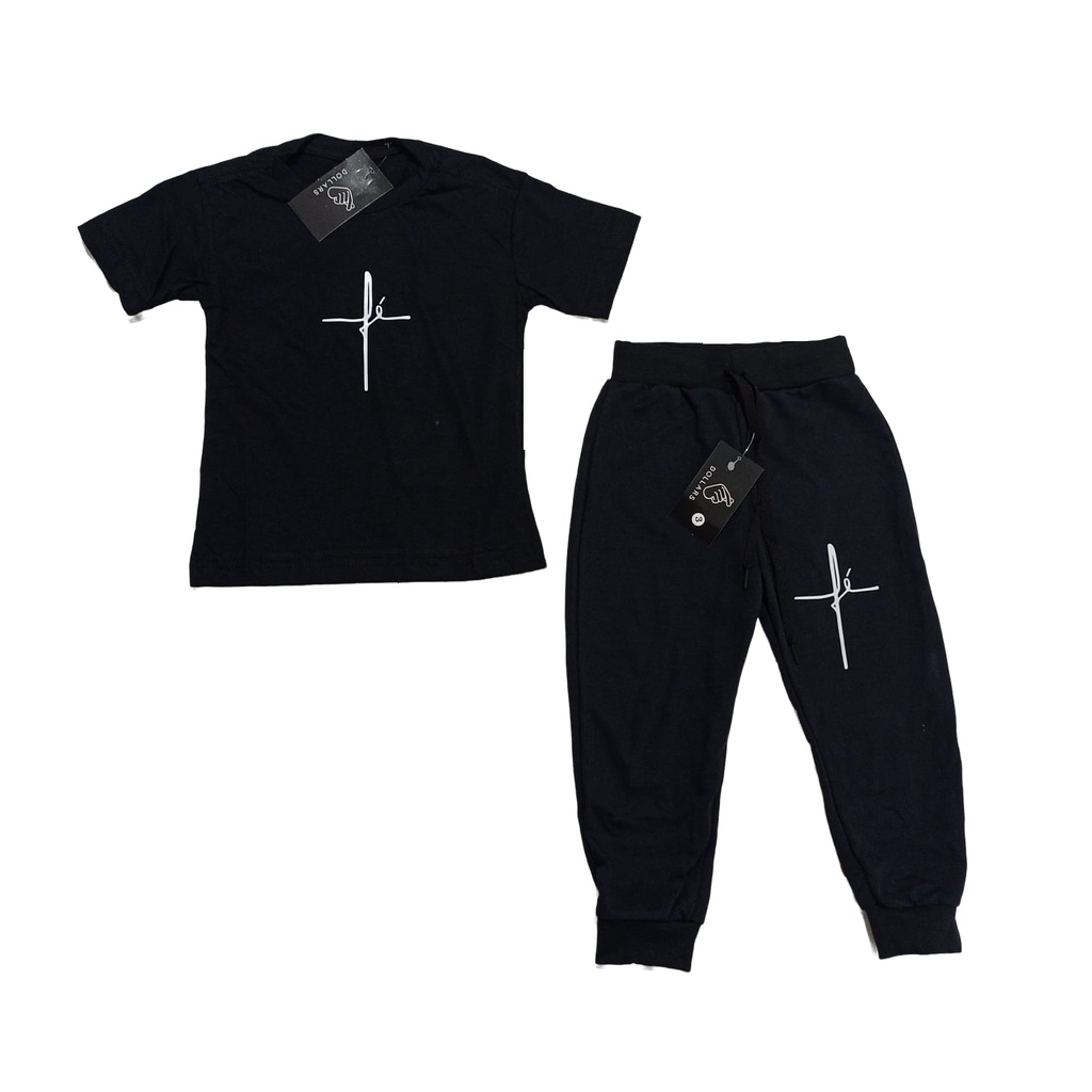 Kit Calça + Camiseta Fé Moletom Infantil Unixess 1 A 8 Anos Oferta em Oferta na Shopee