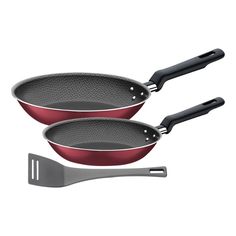 Jogo De Frigideiras Tramontina Antiaderente 3 Pcs Vermelho