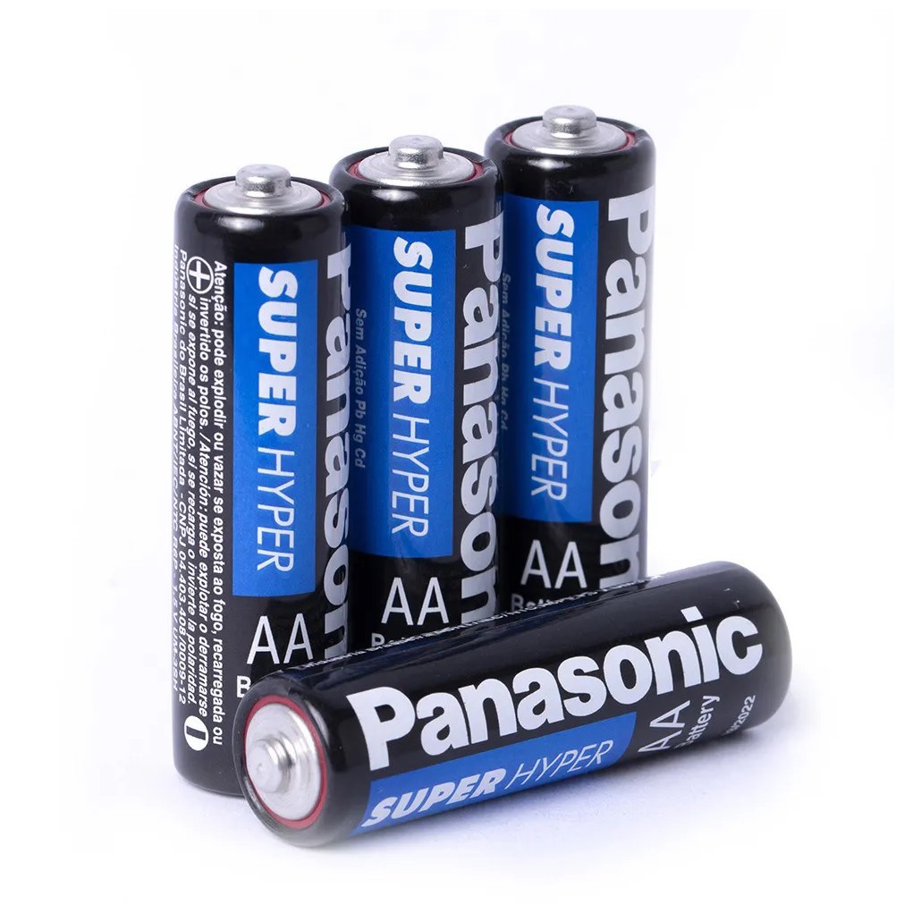 Kit 4 Pilhas AA Panasonic Comum Super Hyper 1 Cartelas C/4 Unidades 2unidades KL-75