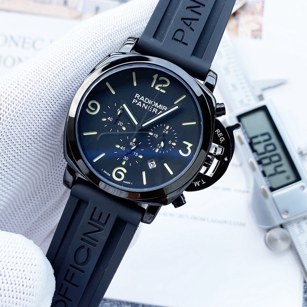 Relógio Masculino Moda Quartzo Suíço Série Panerai pm Multifuncional Estilo Atmosférico De Aço Inoxidável 48mm
