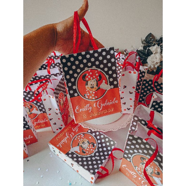 KIT 10/15/20 Sacolinhas Supressa, Festa Minnie Vermelha, Lembrancinhas, Aniversário, Personalizadas.