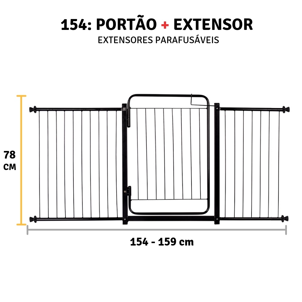 Grade De Porta Portão Proteção Cachorro Criança  154 a 159 Cm